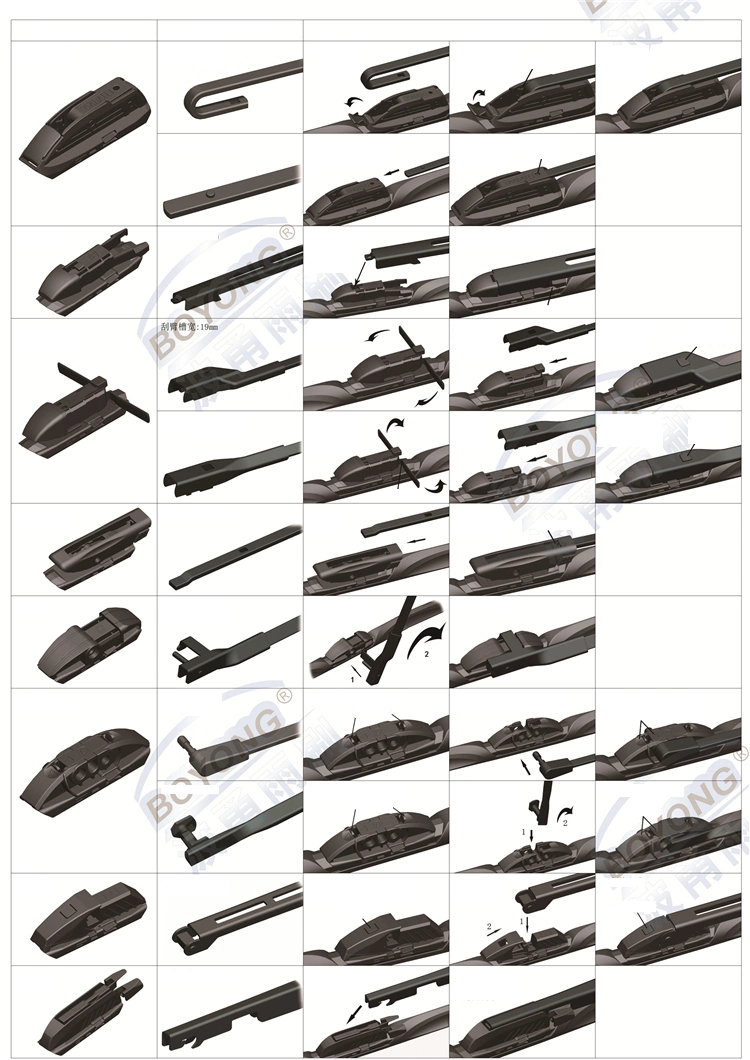 by-112c Soft Frameless Muti-Functional Wiper Blade with 10 Adaptors