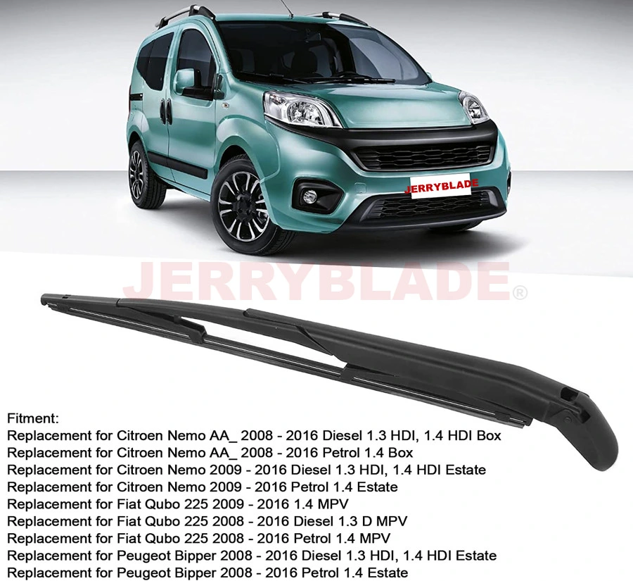 Rear Windscreen Wiper Arm, Black Rear Windshield Wiper Arm Blade Kit Replacement for Peugeot Bipper 2008 2009 2010 2011 2012 2013 2014 2015 2016 FIAT Fiorino